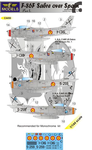 1/144 Decals F-86F Sabre over Spain part 1