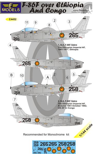 1/144 Decals F-86F Sabre over Ethiopia/Congo