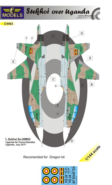 1/144 Decals Sukhoi Su-30 MK2 over Uganda