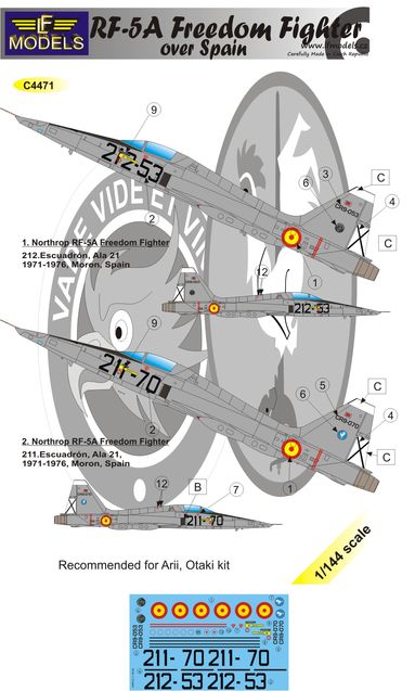 1/144 Decals RF-5A Freedom Fighter over Spain