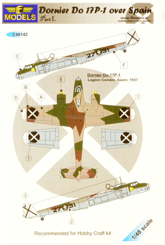 1/48 Decals Do 17P-1 over Spain (HOBBYC) Part I.