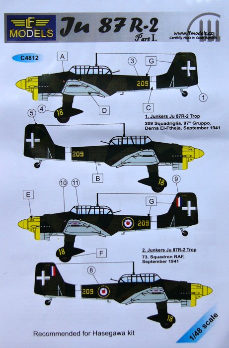 1/48 Decals for Ju 87R-2 (Italy, RAF, Sept. 1941)