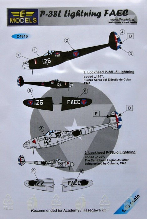 1/48 Decals P-38L Lightning FAEC  (ACAD/HAS)