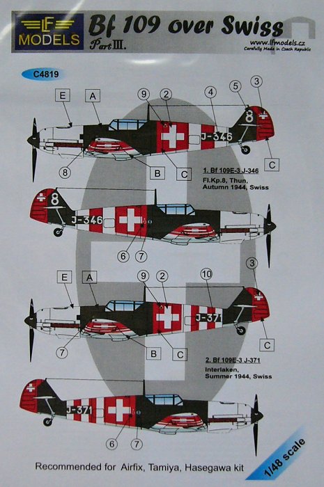 1/48 Decals Bf 109 over Swiss Part III. (HAS/TAM)