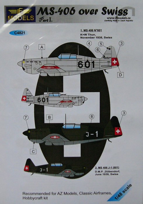 1/48 Decals MS-406 over Swiss Part I. (AZ/CAF/HCR)