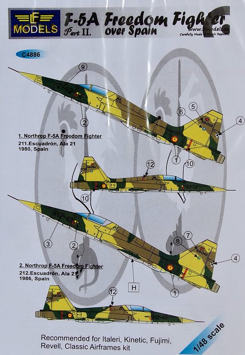 1/48 Decals F-5A Freedom Fighter over Spain