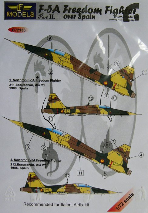 1/72 Decals F-5A Freedom Fighter Spain (ITAL) Pt.2