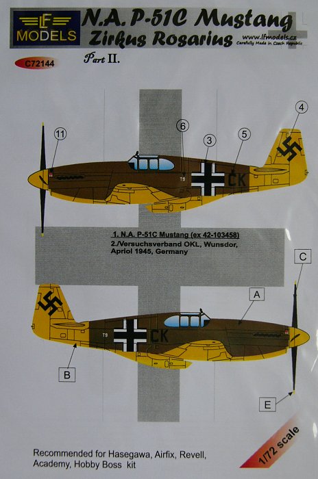 1/72 Decals N.A. P-51C Zirkus Rosarius (HAS) Pt.2