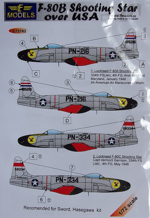 1/72 Decals F-80B Shooting Star over USA (SWORD)