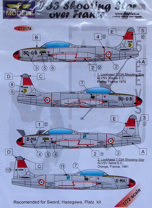 1/72 Decals T-33 Shooting Star over France (SWORD)