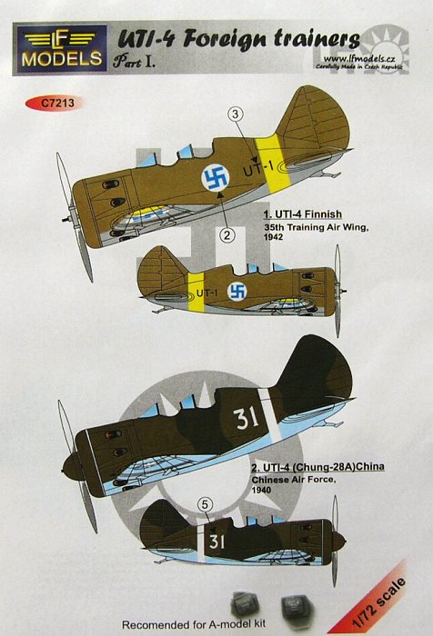 1/72 Decals for UTI-4 trainers (Finland, China)