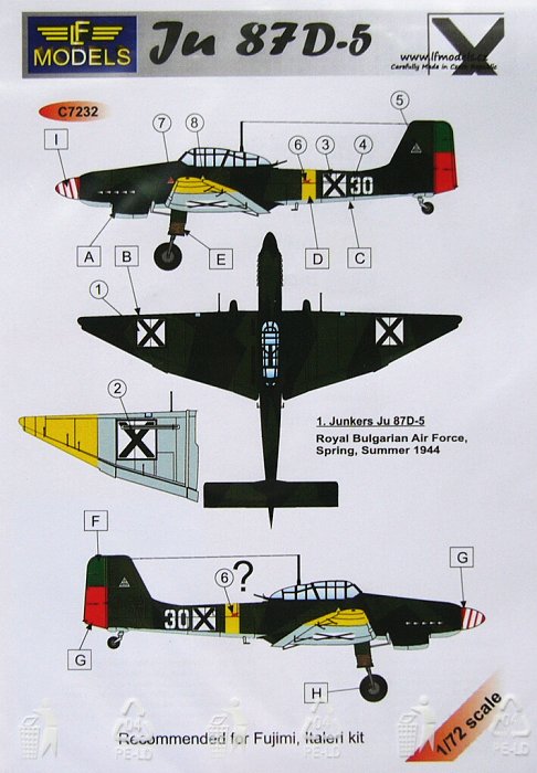 1/72 Decals for Ju 87D-5  Bulgarian AF (FUJI/ITAL)