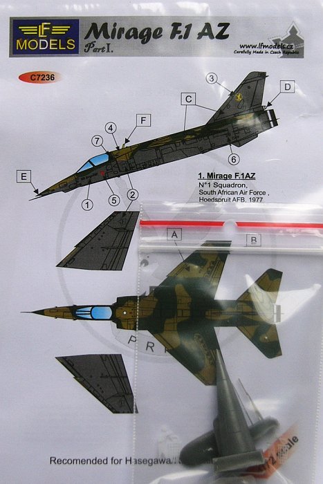 1/72 Decals for Mirage F.1 AZ Part I (incl.resin)