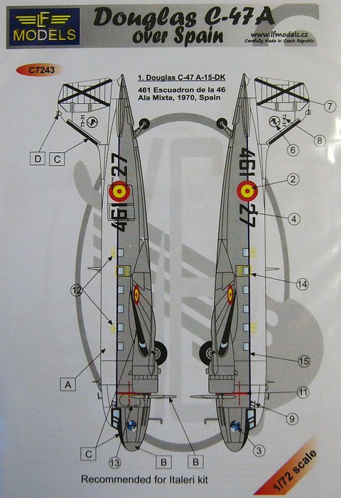 1/72 Decals for Douglas C-47A over Spain (ITAL)