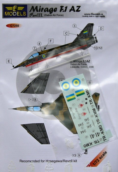 1/72 Decals Mirage F.1 AZ Gabon AF (incl. resin)