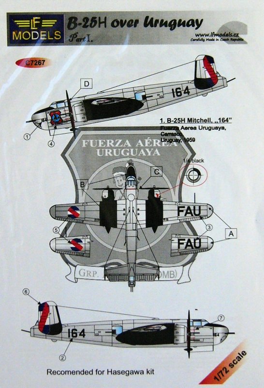 1/72 Decals B-25H over Uruguay Part I. (HAS)