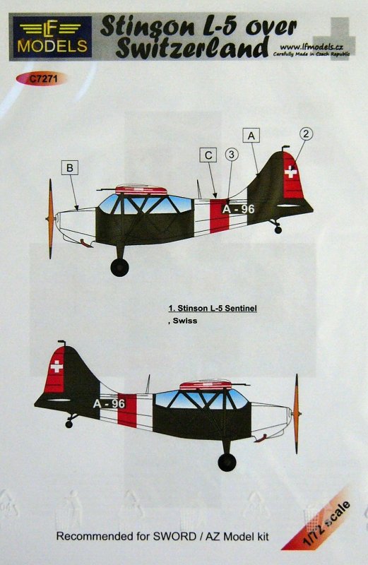 1/72 Decals Stinson L-5 over Switzerland (AZ)