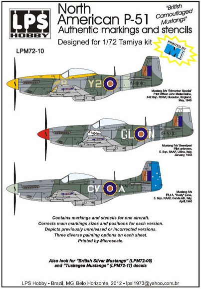 1/72 P-51D Decals (British Camouflaged Mustangs)