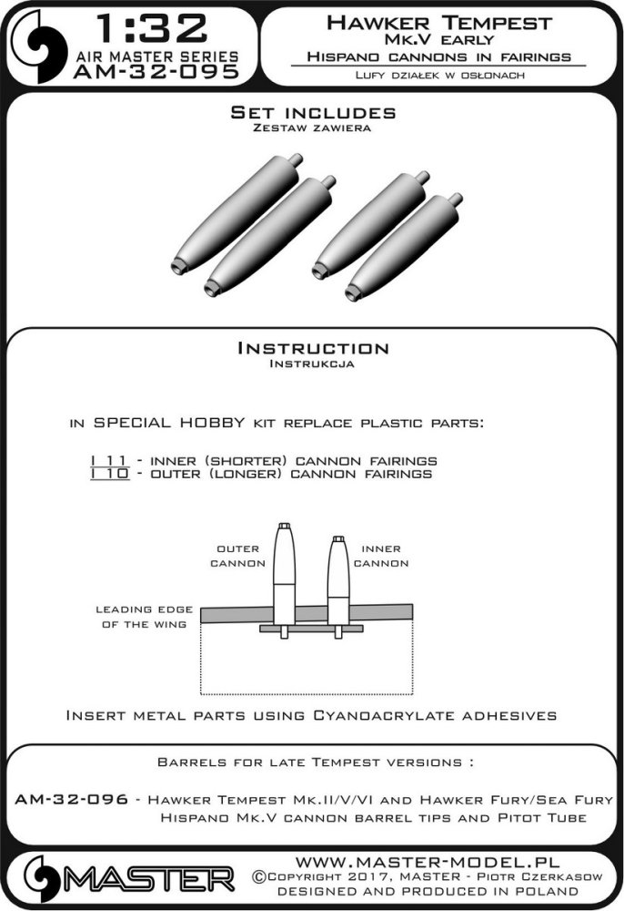 1/32 H.Tempest Mk.V early Hispano 20mm can.barrels