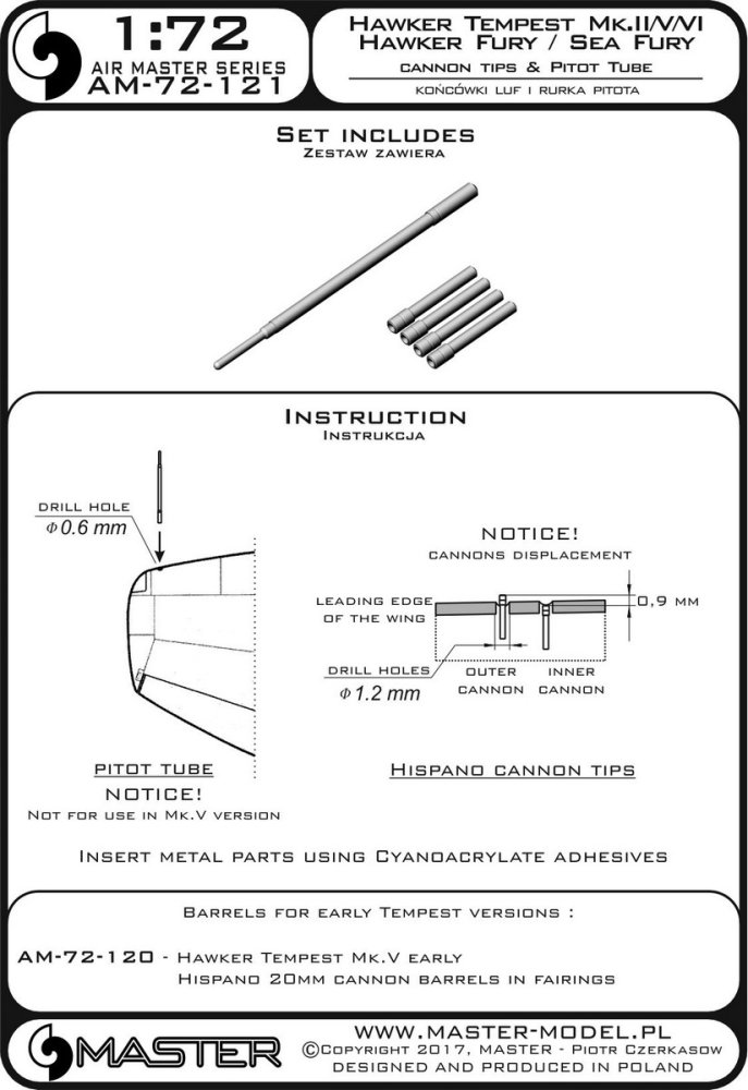 1/72 H.Tempest/H.Fury/Sea Fury barrel tips & pitot