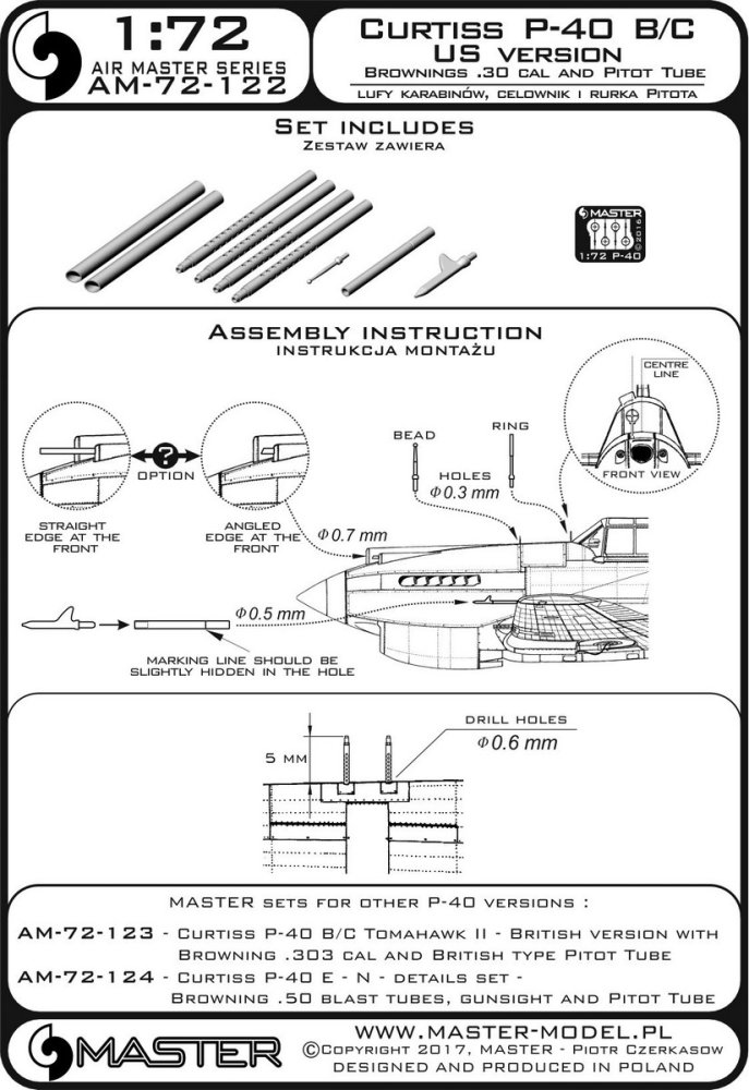 1/72 Curtiss P-40 B/C US version Browning 0.30 cal