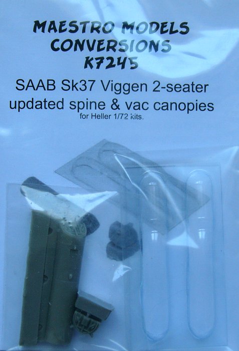 1/72 SAAB Sk37 Viggen 2-seater spine&vac canopies