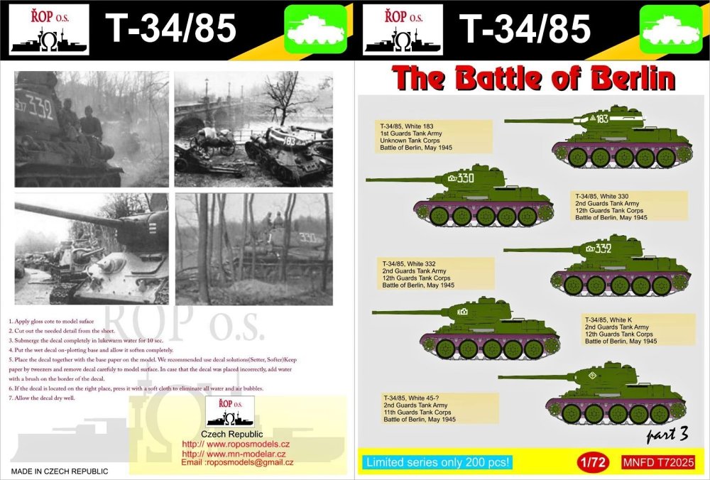 1/72 Decals T-34/85 The Battle of Berlin (part 3)