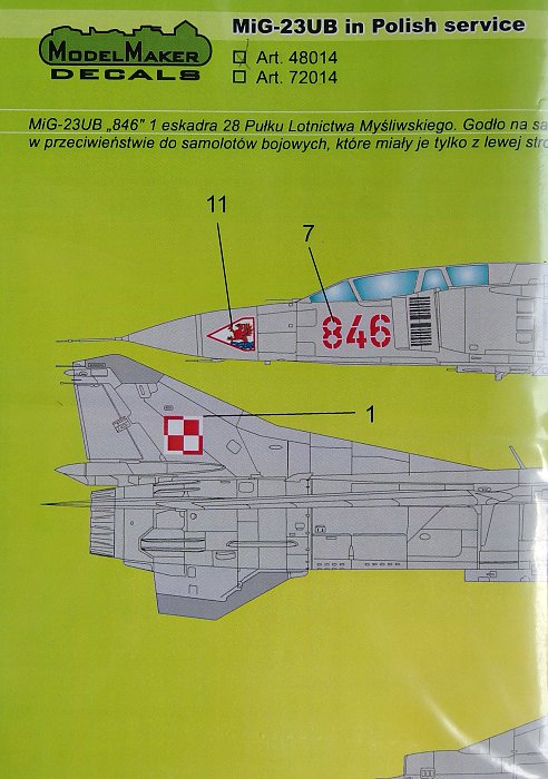 1/48 Decal MiG-23 in Polish service