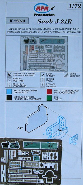 1/72 SAAB J-21R/A-21R Detail PE set (SP.HOB)