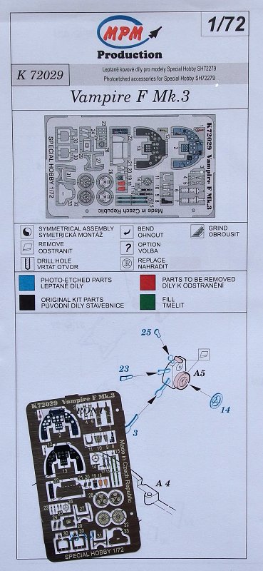 1/72 Vampire F Mk.3 - Detail PE set (SP.HOBBY)