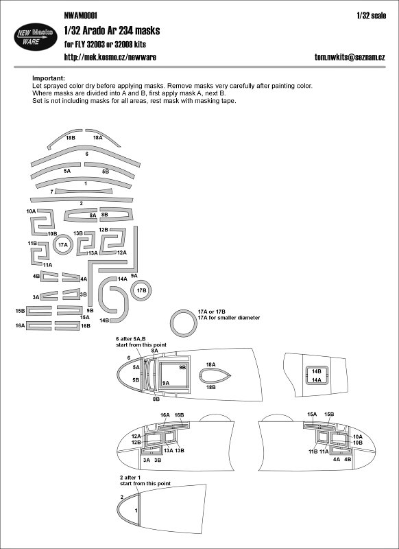 1/32 Masks for Arado Ar-234 (FLY)