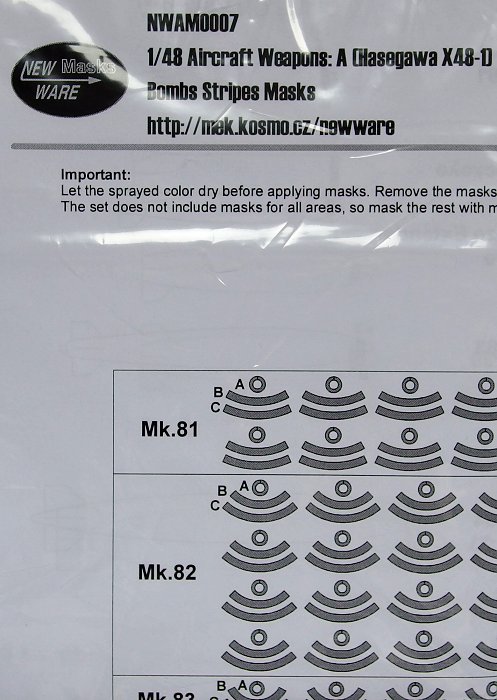 1/48 Mask Aircraft Weapons A (bombs stripes)