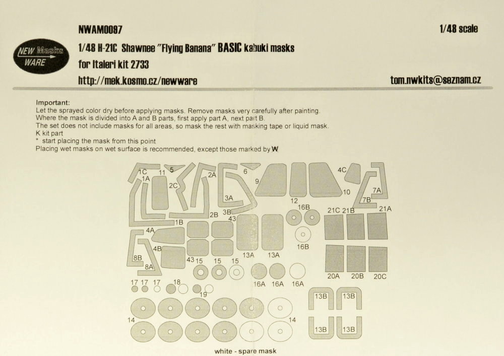 1/48 Mask H-21C Shawnee BASIC (ITALERI 2733)