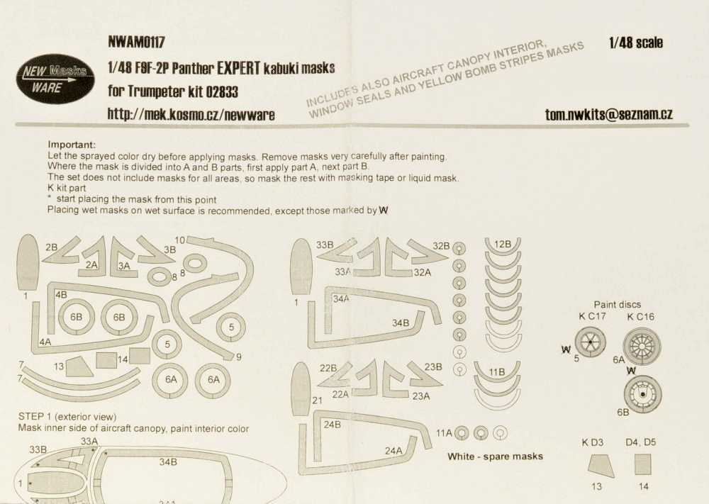 1/48 Mask F9F-2P Panther EXPERT (TRUMP 02833)