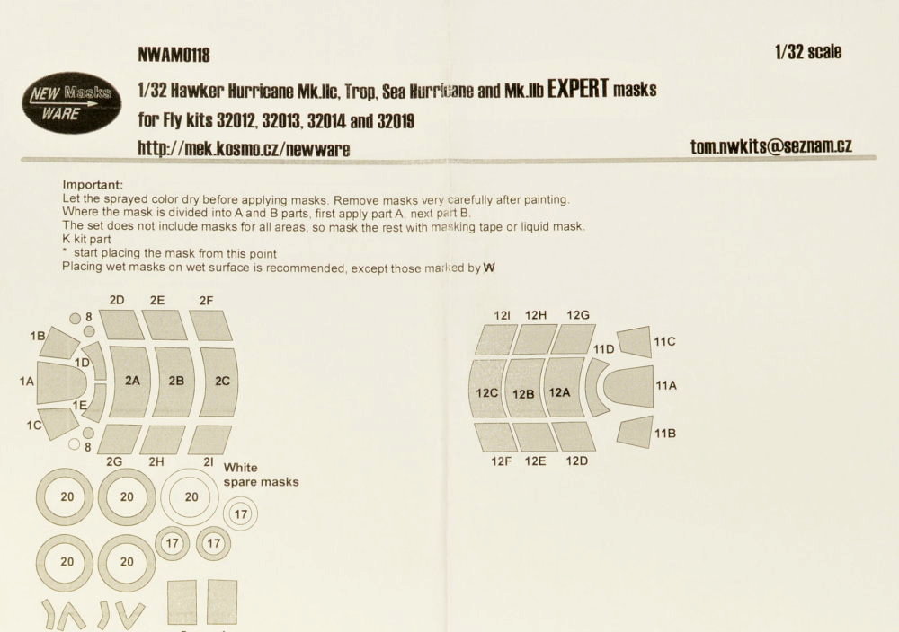 1/32 Mask H.Hurricane Mk.IIc, Trop, Mk.IIb EXPERT