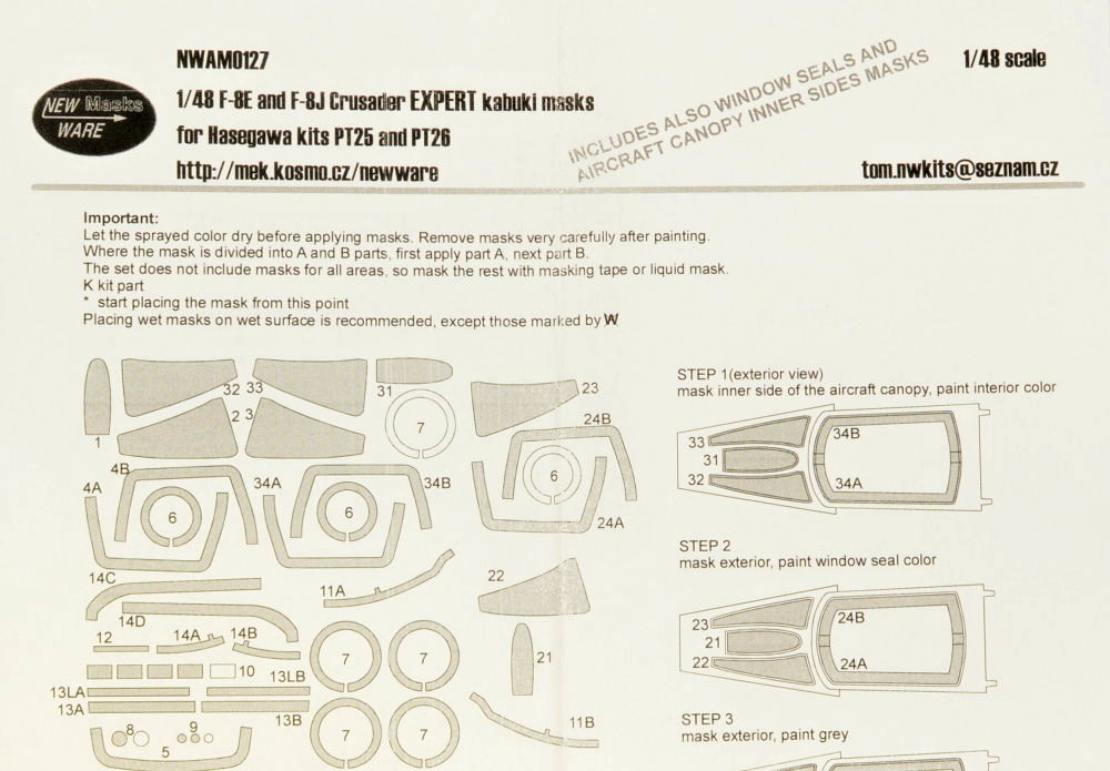 1/48 Mask F-8E/F-8J Crusader EXPERT (HA PT25/26)