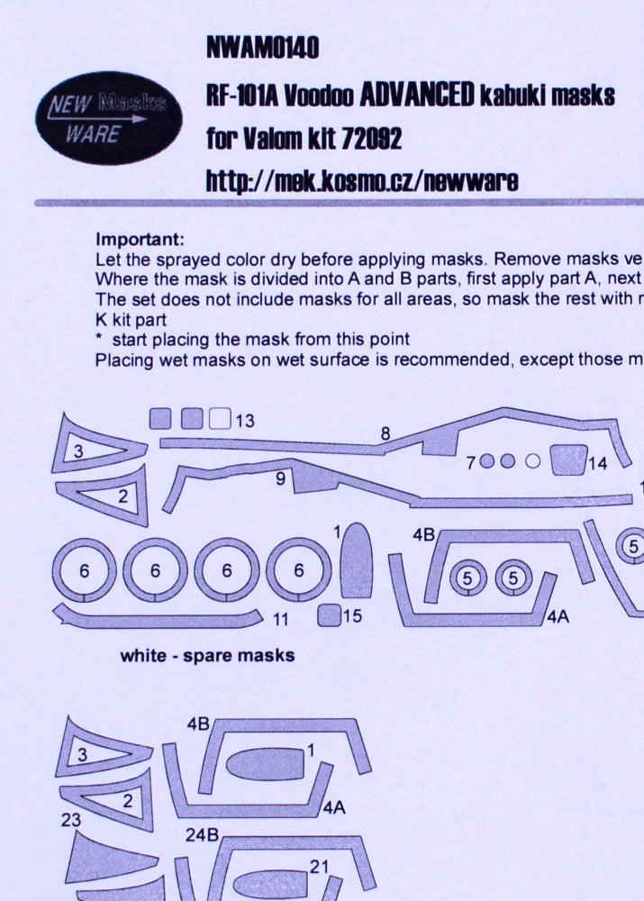 1/72 Mask RF-101A Voodoo ADVANCED (VALOM7292)