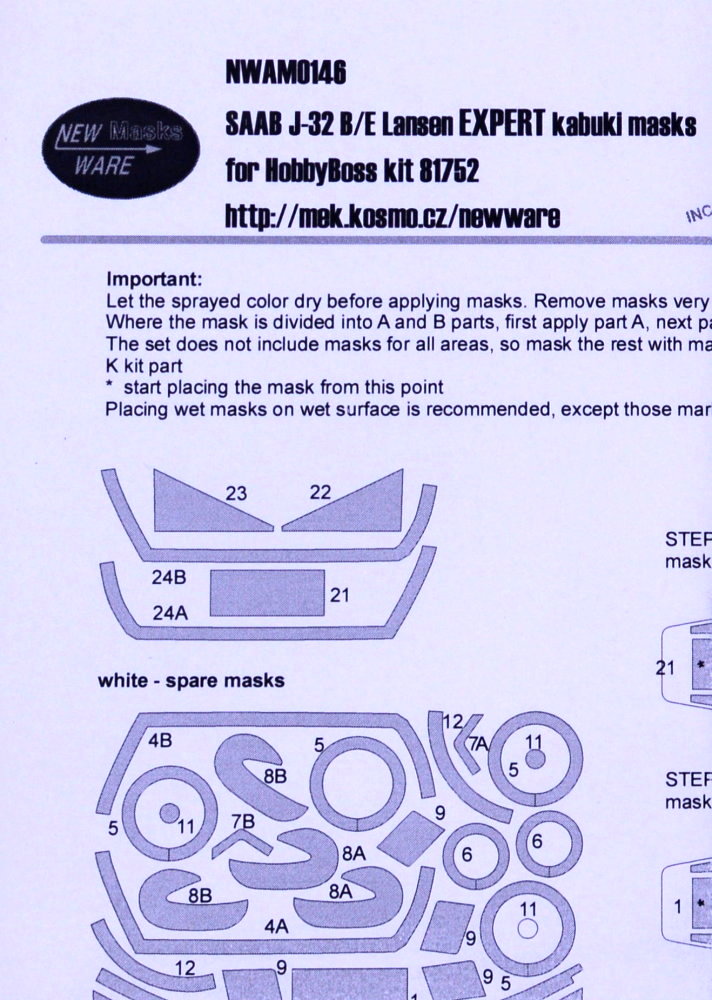 1/48 Mask SAAB J-32 B/E Lansen EXPERT (HOBBY81752)