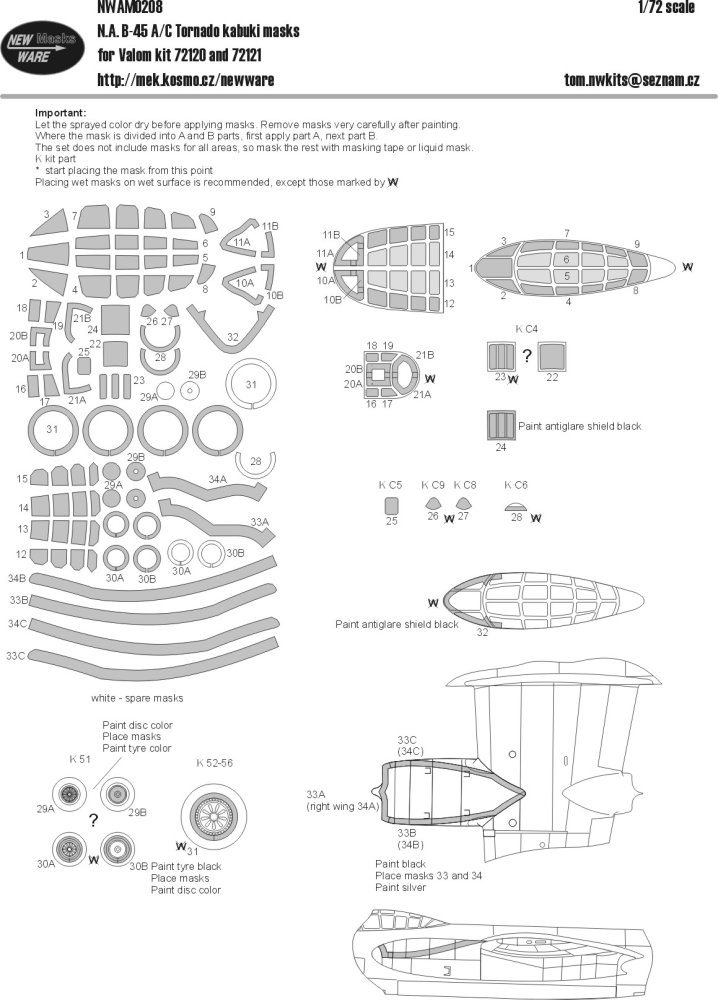 1/72 Mask N.A. B-45 A/C Tornado (VALOM)