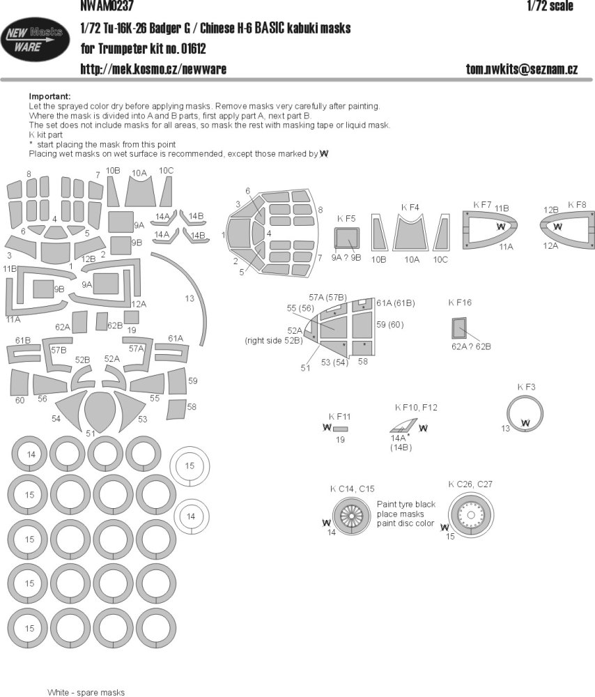 1/72 Mask Tu-16K-26 Badger G BASIC (TRUMP 01612)