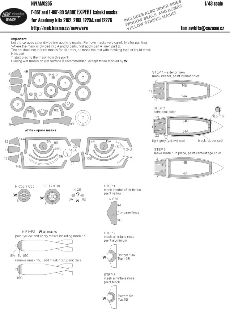 1/48 Mask F86F and F86F-30 Sabre EXPERT (ACAD)