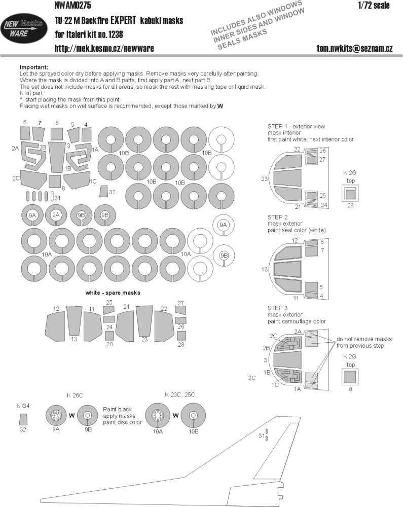 1/72 Mask Tu-22M Backfire EXPERT (ITAL 1238)