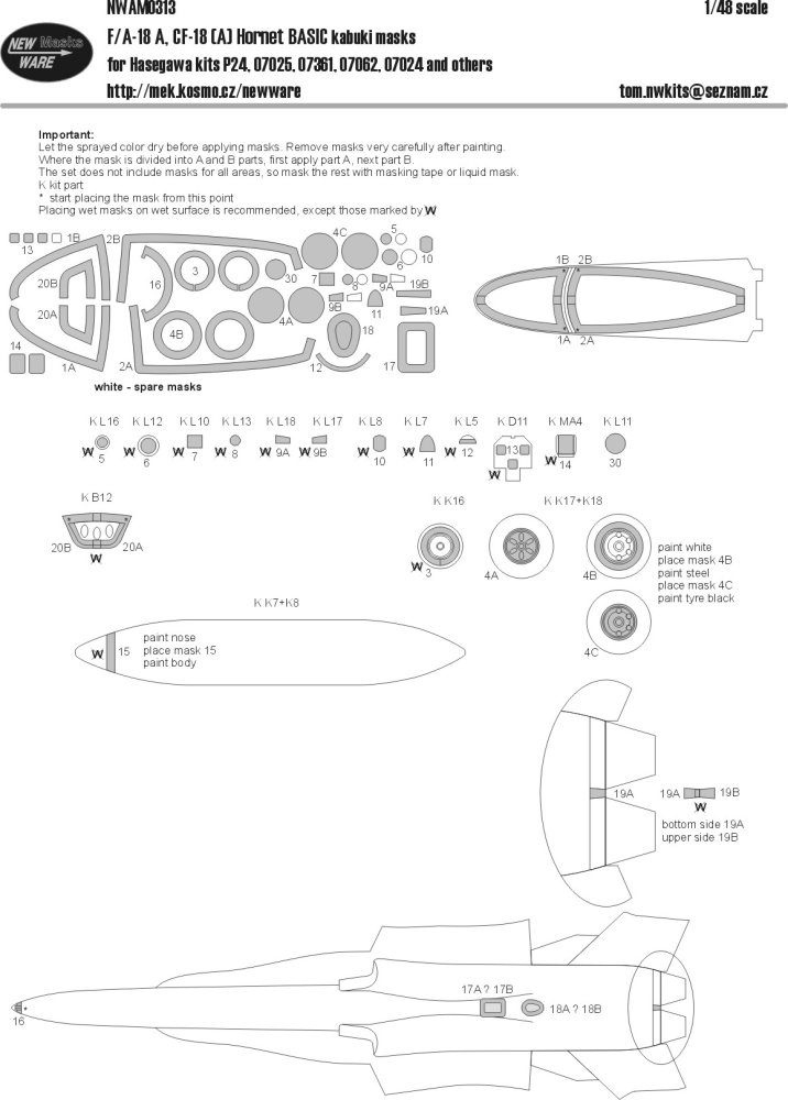 1/48 Mask F/A-18 A, CF-18(A) Hornet BASIC (HAS)