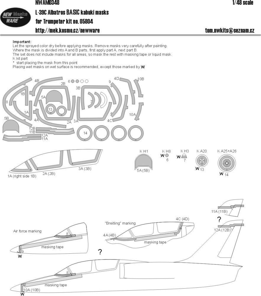 1/48 Mask L-39C Albatros BASIC (TRUMP 05804)