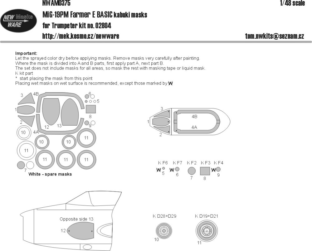 1/48 Mask MiG-19PM Farmer E  BASIC (TRUMP 02804)