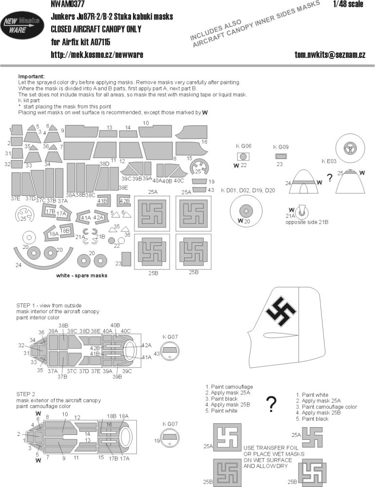 1/48 Mask Ju 87R-2/B-2 Stuka CLOSED CANOPY (AIRF)