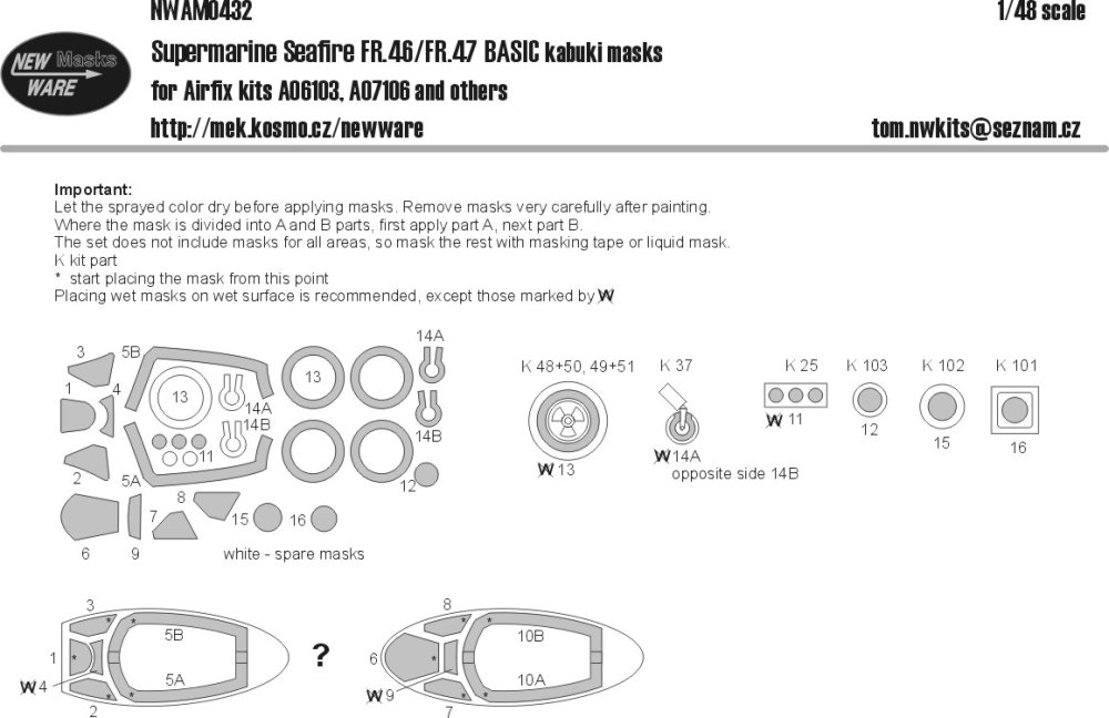 1/48 Mask S.Spitfire FR.46/FR.47 BASIC (AIRF)