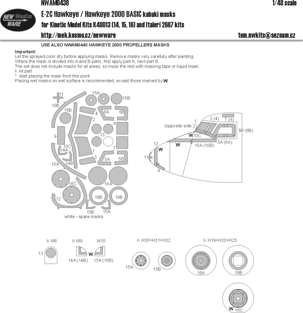 1/48 Mask E-2C Hawkeye/Hawk.2000 BASIC (KINETIC)