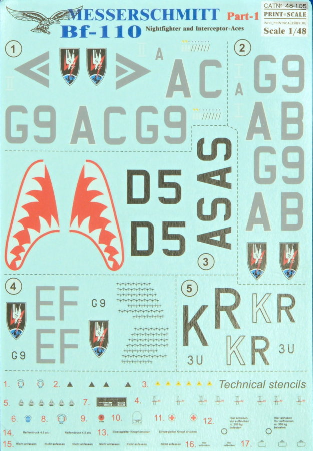 1/48 Bf-110 Nightfighter&Interceptor Pt.2 (decals)