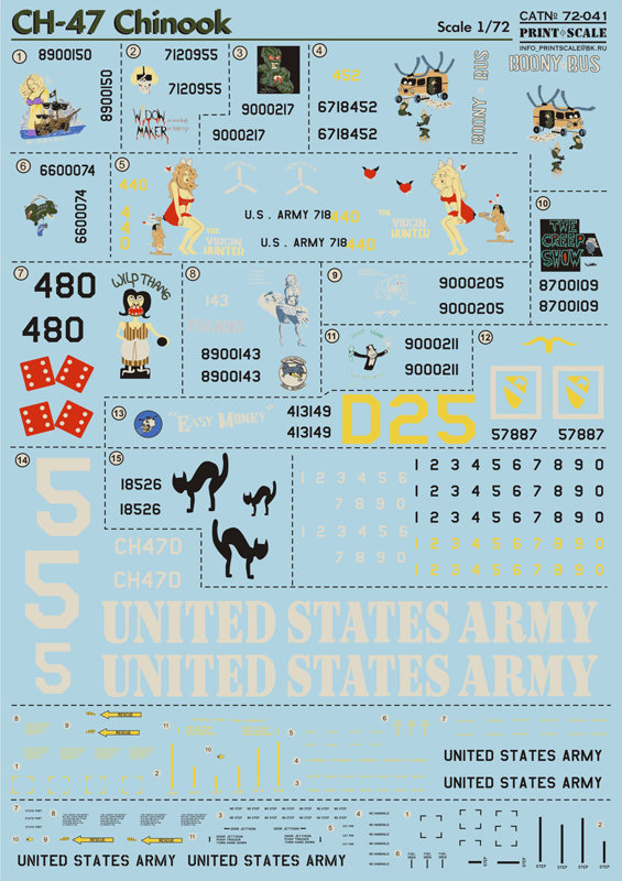 1/72 CH-47 Chinook (decals incl. stencils)